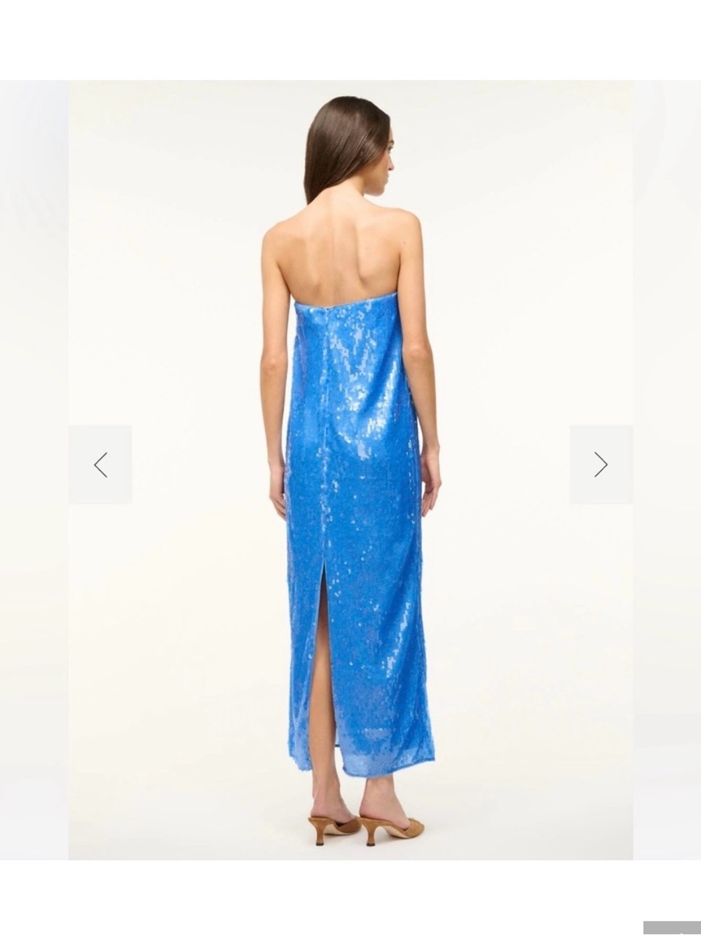 STAUD Casey Dress - Strapless Sequin Midi Dress in Royal Blue - Picture 3 of 6